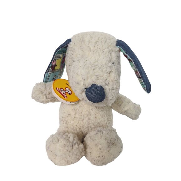 Hallmark Peanuts Snoopy Plush Blue Denim Ears Nose Comic Strips Inside Ear 8.5"